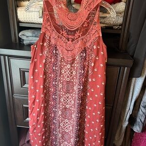 City Triangles Burgundy Embroidered Dress